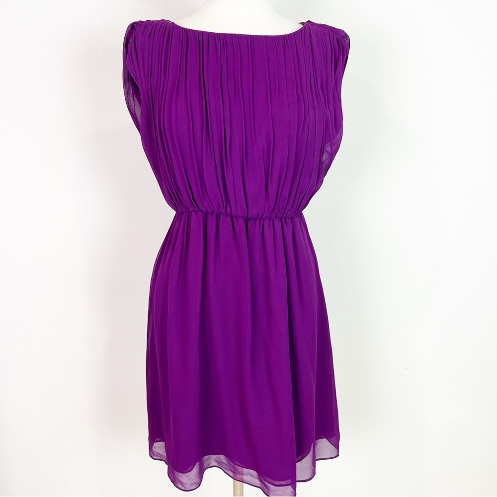ALICE + OLIVIA SILK PURPLE SLEEVELESS FIT AND FLARE DRESS SZ SMALL